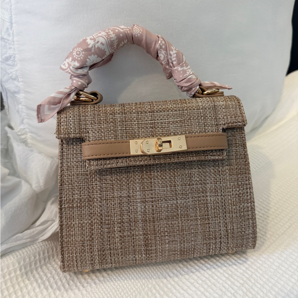 Kelly inspired small tan handbag